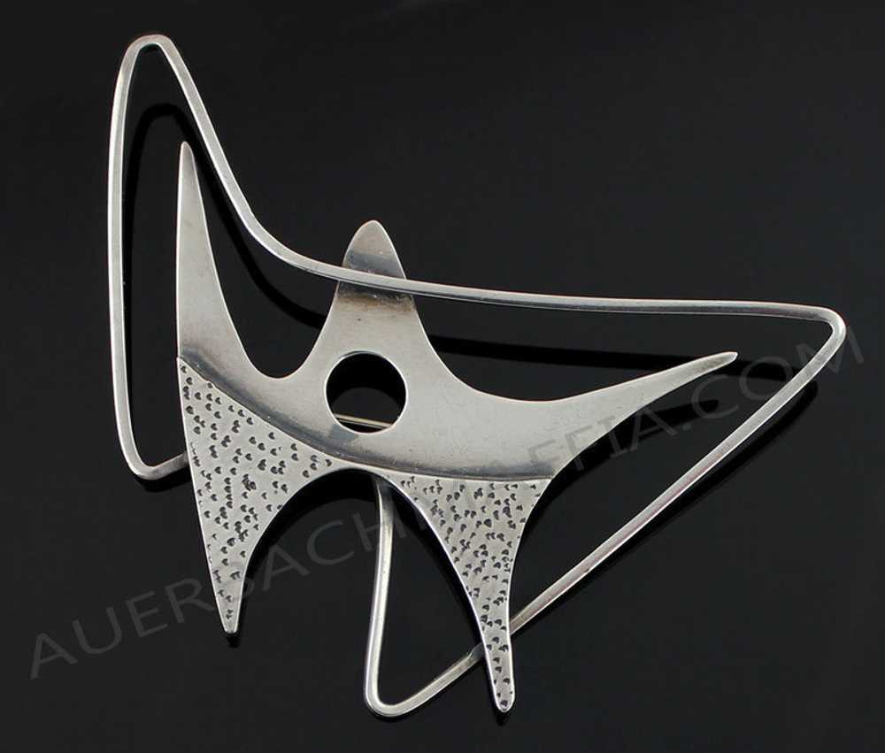 Ed Wiener Modernist Sterling Brooch 1950 - image 1