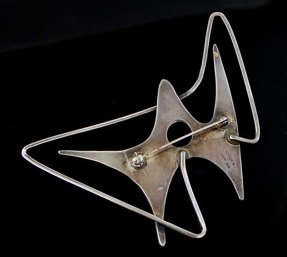 Ed Wiener Modernist Sterling Brooch 1950 - image 3