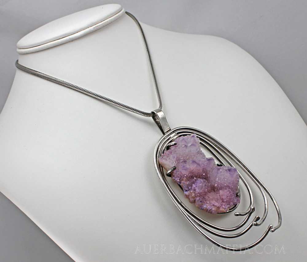 Modernist Necklace Sterling and Quartz By Jean - image 1