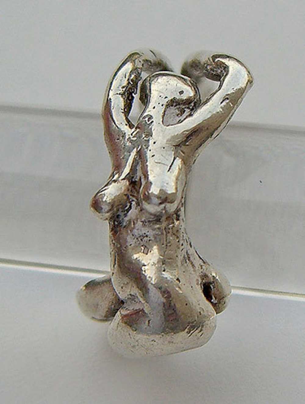 Carl Tasha Sterling Silver Ring - Female Nude - Gem