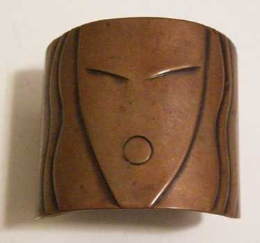 Rebajes Modernist Copper Deco Lady Face Cuff - image 1