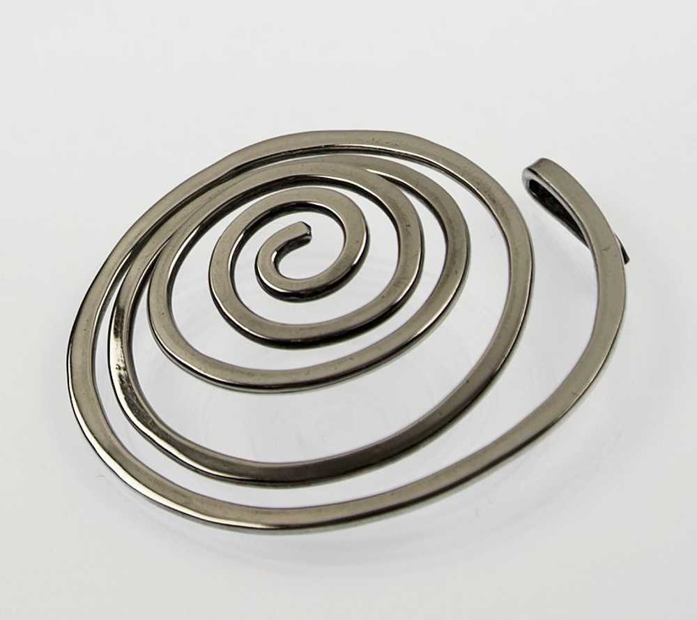 Ed Wiener Modernist Sterling Spiral Pendant 1950 - image 1