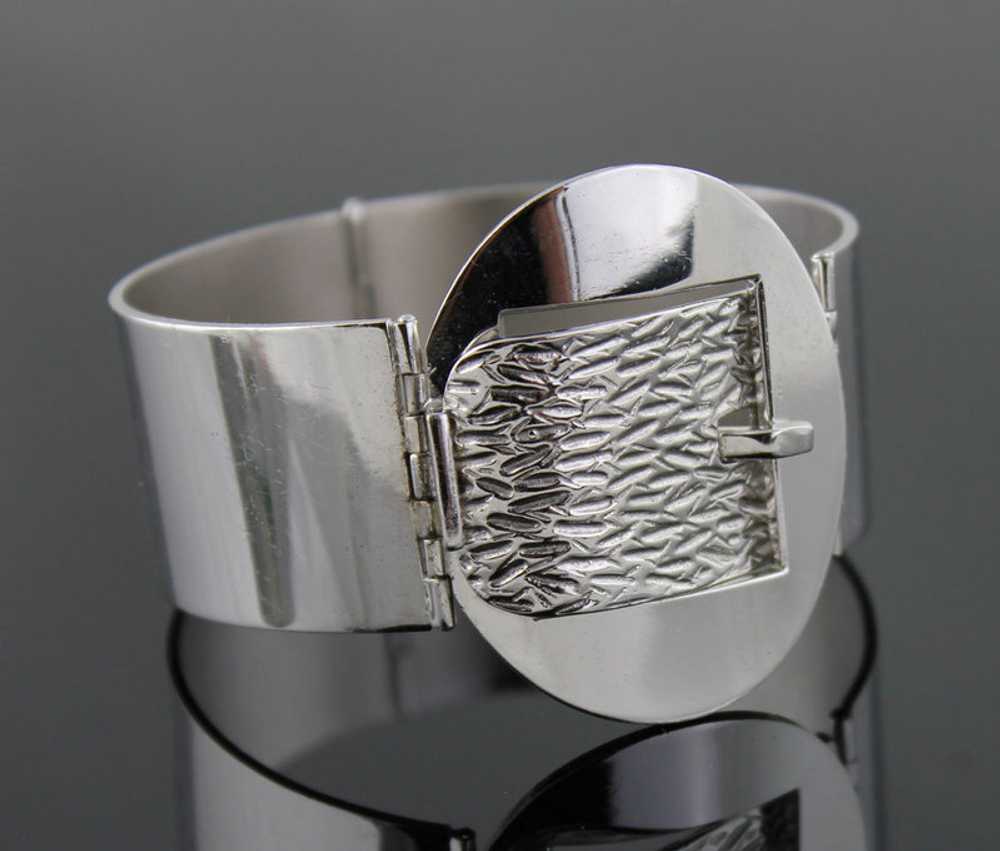 UnoAerre Modernist Sterling Buckle Bracelet Italy - image 1