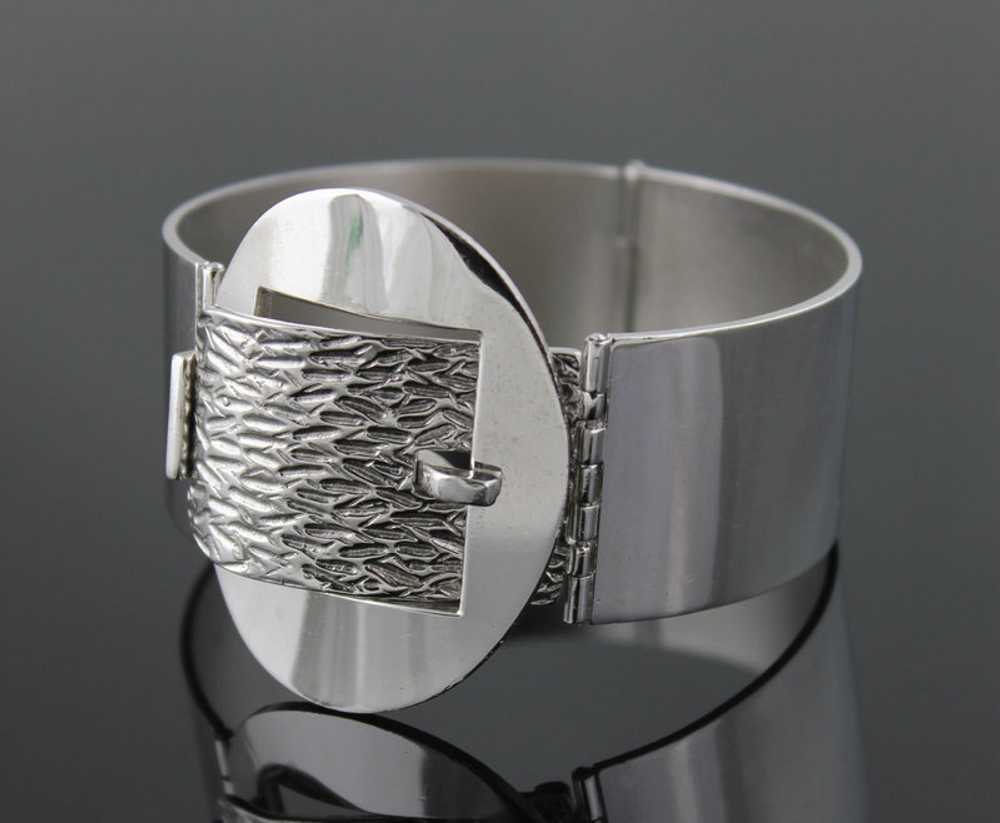 UnoAerre Modernist Sterling Buckle Bracelet Italy - image 2