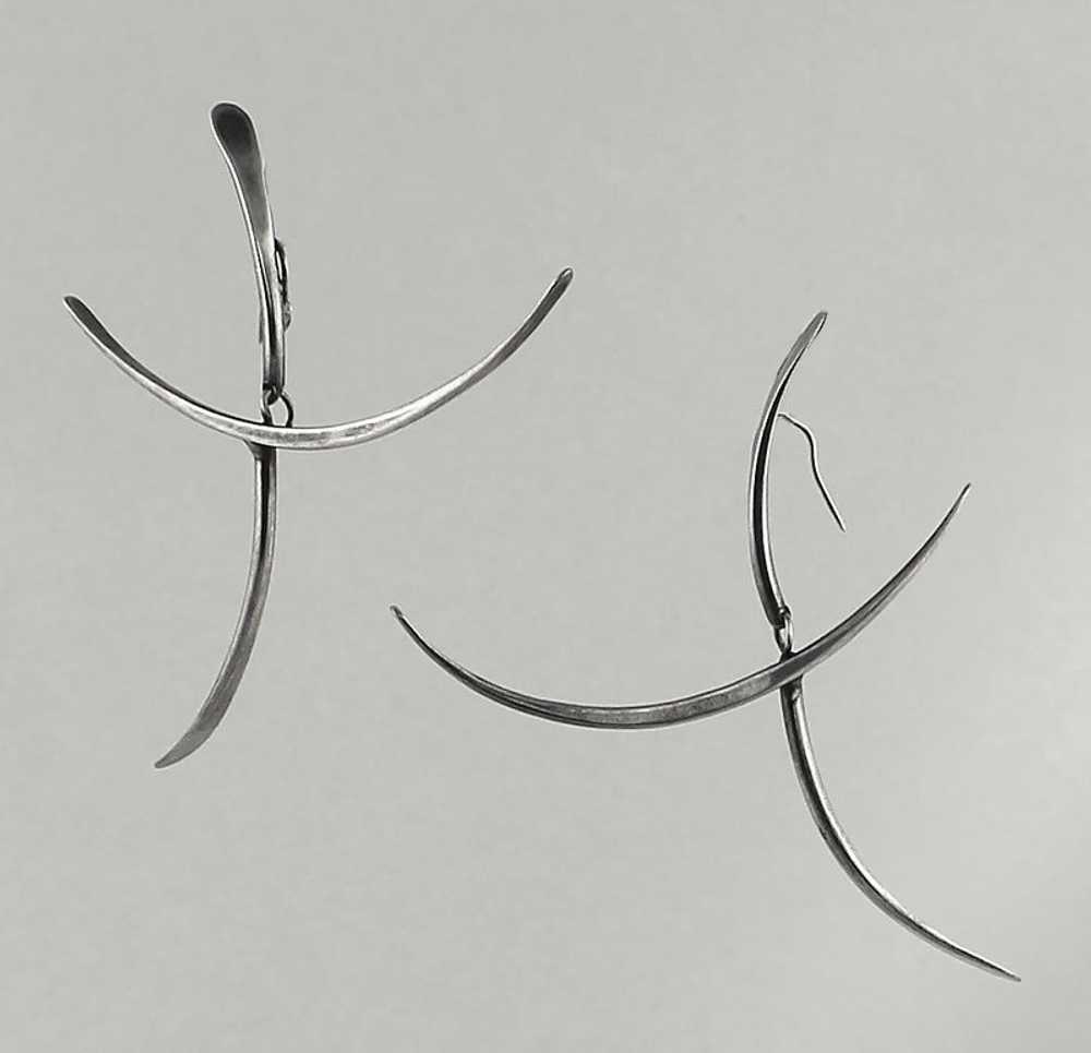 Art Smith Modernist Sterling Kinetic Earrings 1950 - image 2