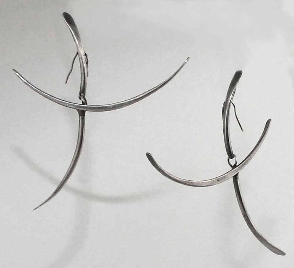Art Smith Modernist Sterling Kinetic Earrings 1950 - image 3