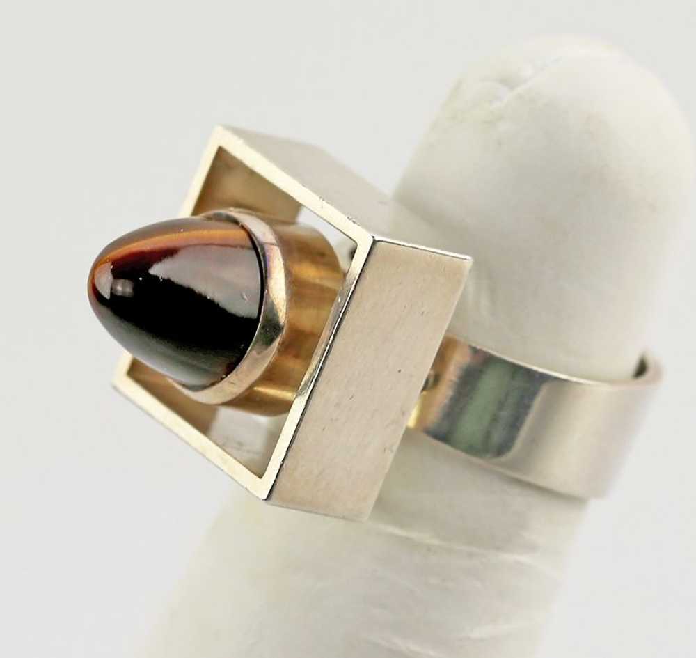 N.E. From Modernist Sterling and Tiger's Eye Ring… - image 1