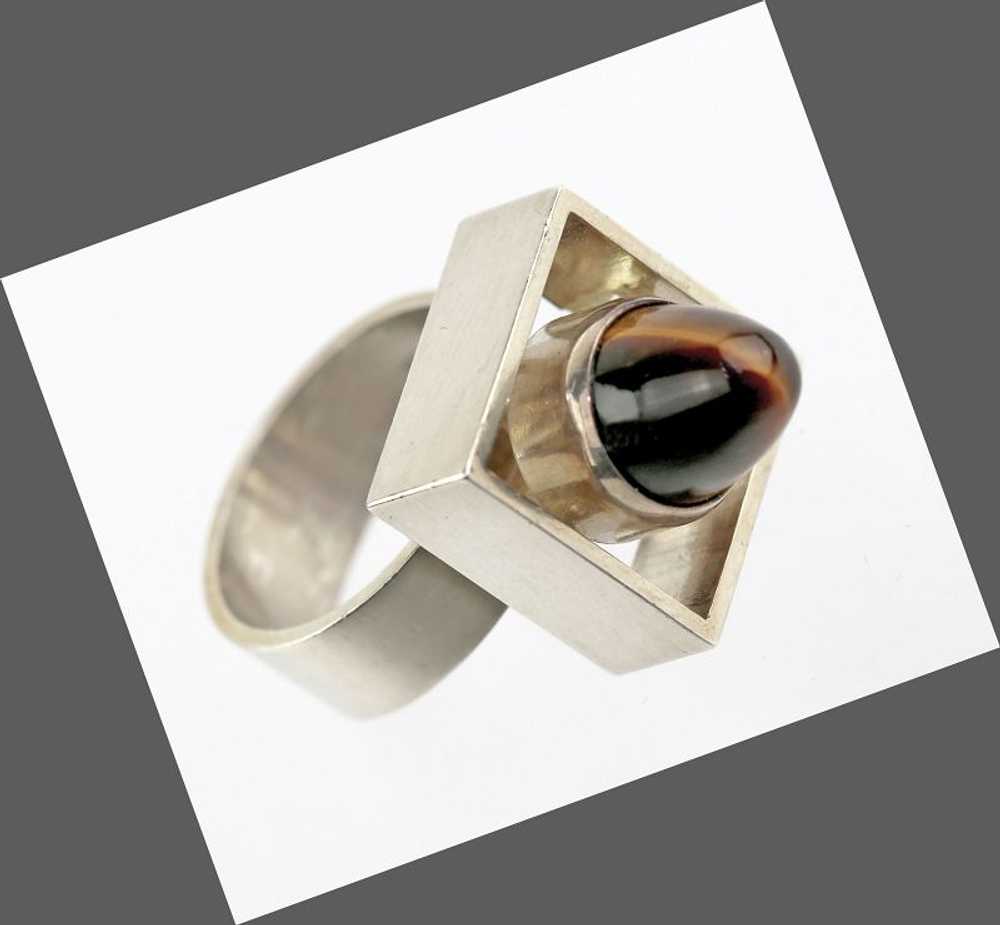 N.E. From Modernist Sterling and Tiger's Eye Ring… - image 2