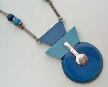 Jacob Bengel Art Deco Chrome and Galalith Necklace - image 1