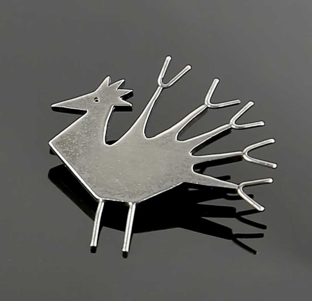 Betty Cooke Modernist Sterling Peacock Brooch - 1… - image 2