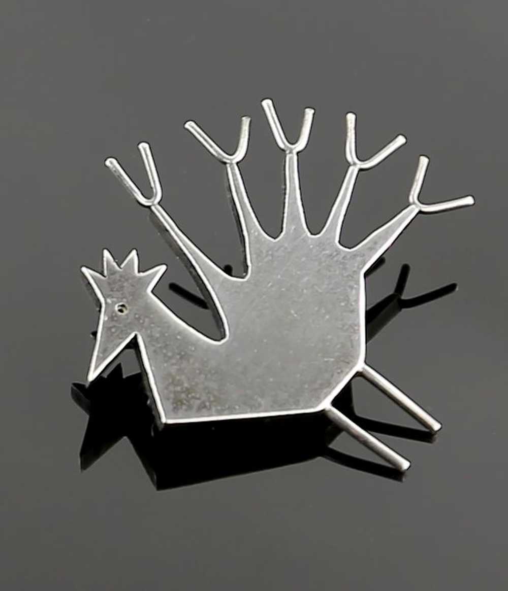 Betty Cooke Modernist Sterling Peacock Brooch - 1… - image 3