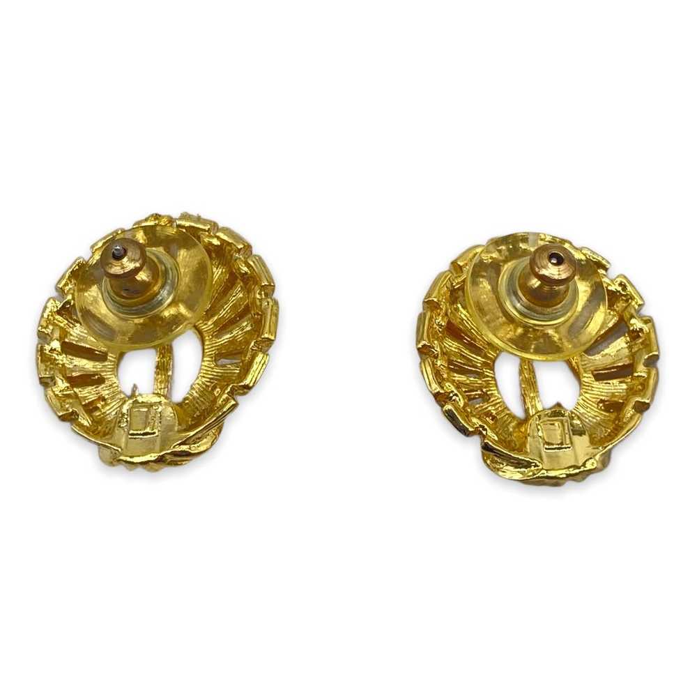 Vintage Gold-Tone Tailored Pierced Earrings - image 3