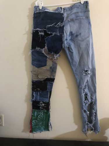 Custom Hippie Boho Gypsy Patchwork Denim Blue Jeans Made to Order 