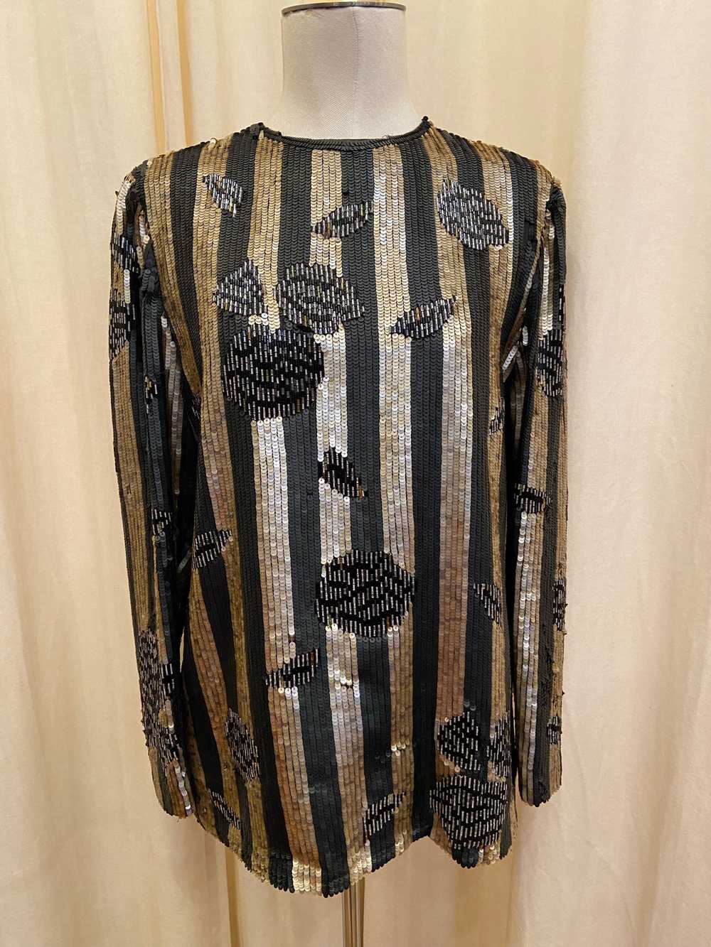 Vintage 50s Bill Blass matte sequin top with bead… - image 1