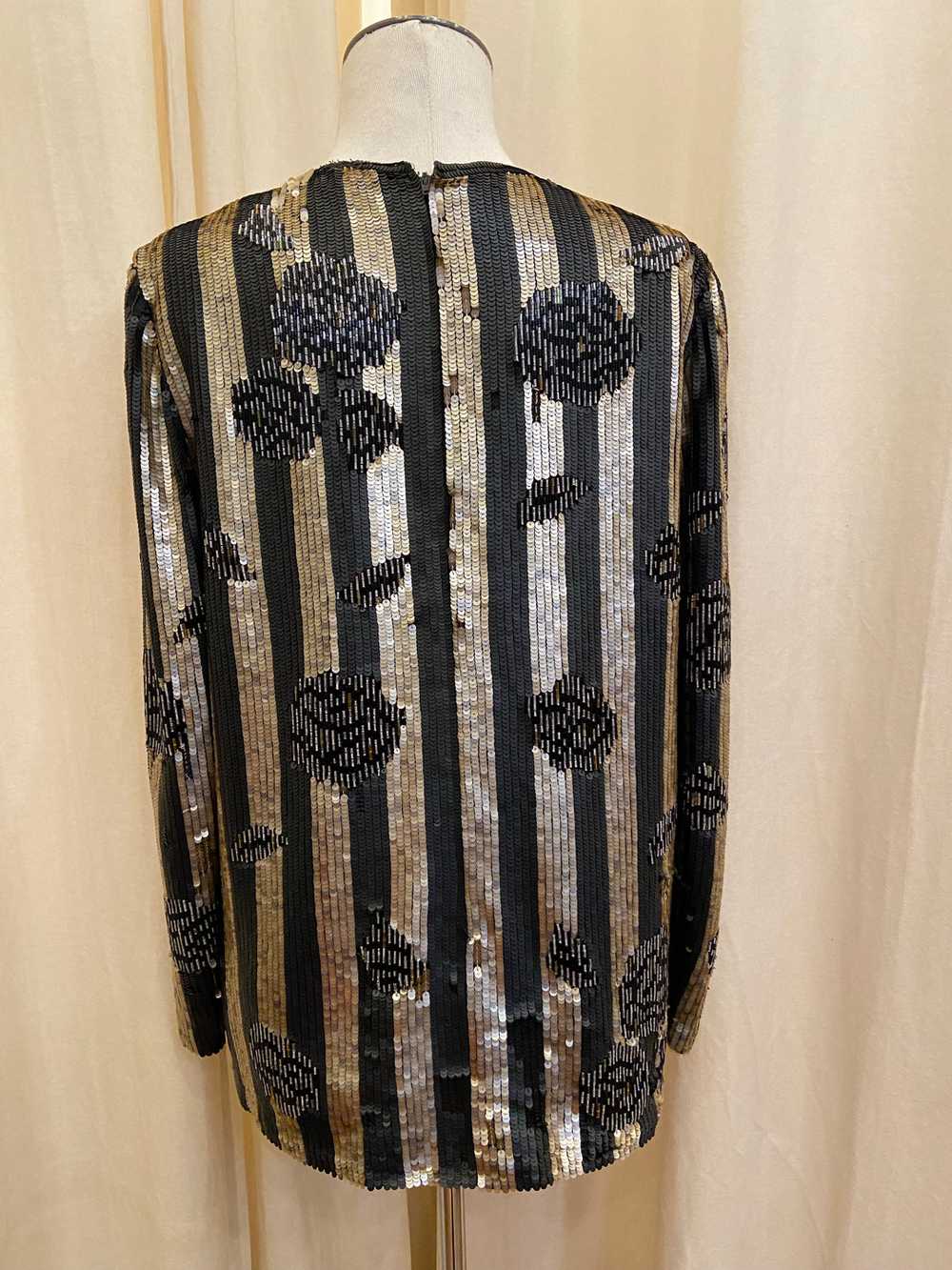 Vintage 50s Bill Blass matte sequin top with bead… - image 2