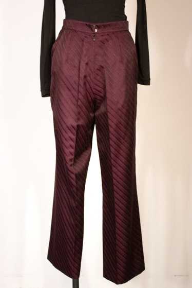 Thierry Mugler Couture eggplant wool-silk striped 