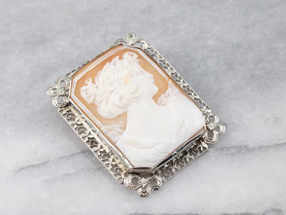 Beautiful Large Floral Cameo Brooch - image 1