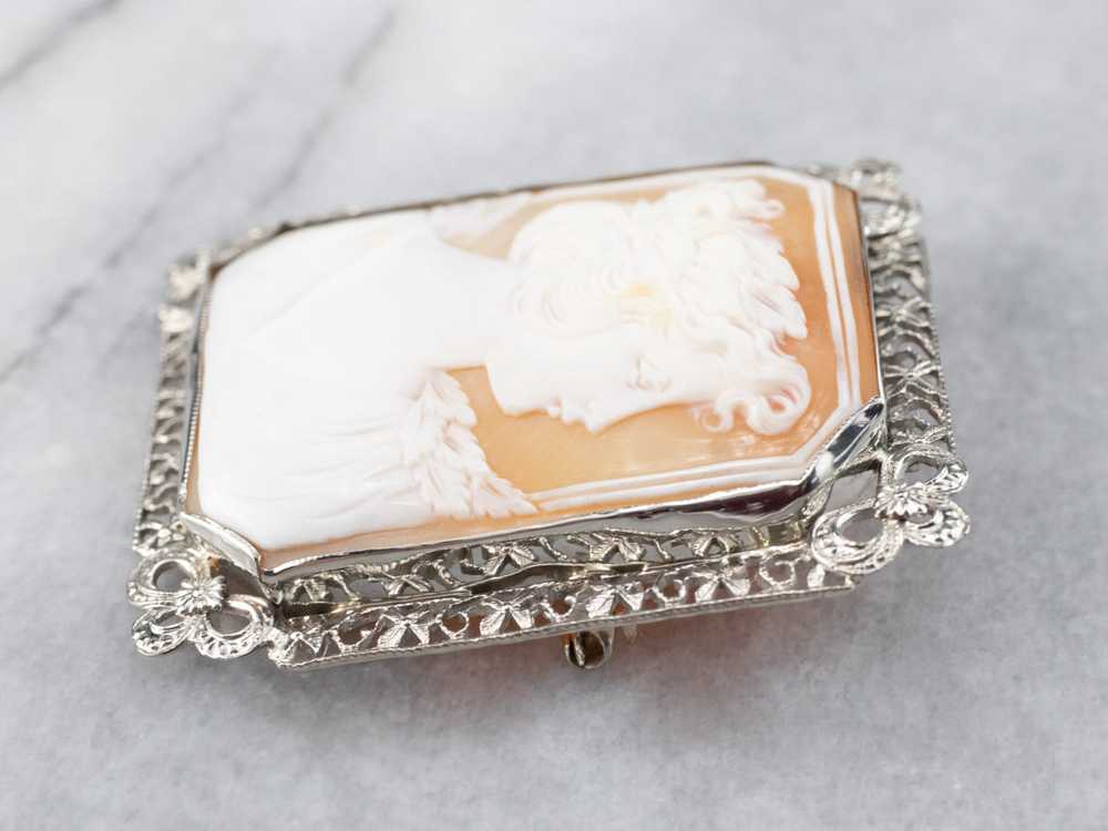 Beautiful Large Floral Cameo Brooch - image 4