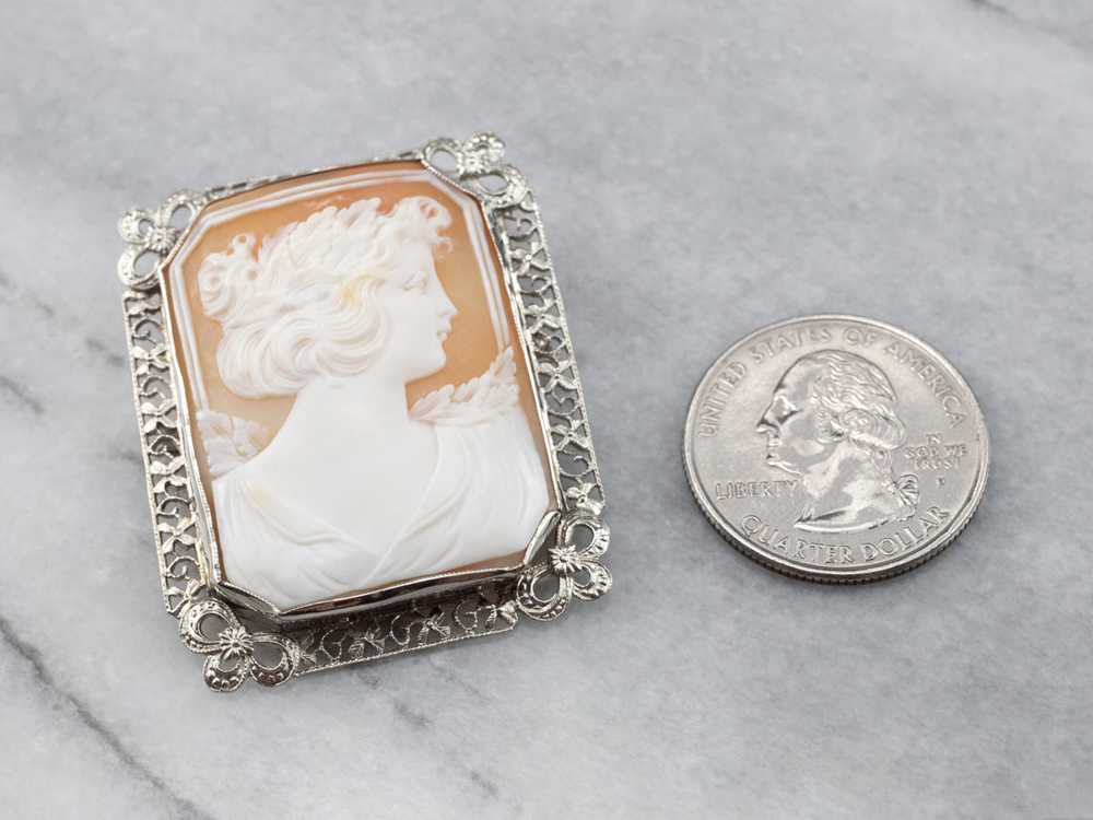 Beautiful Large Floral Cameo Brooch - image 5
