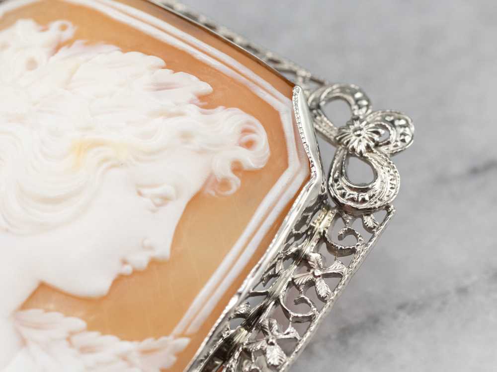 Beautiful Large Floral Cameo Brooch - image 9