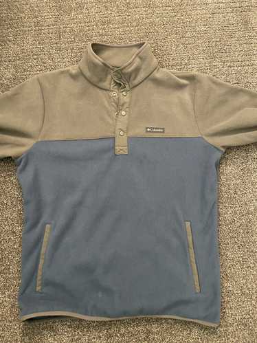 Columbia Grey/Blue 1/4 Quarter Zip Fleece Jacket