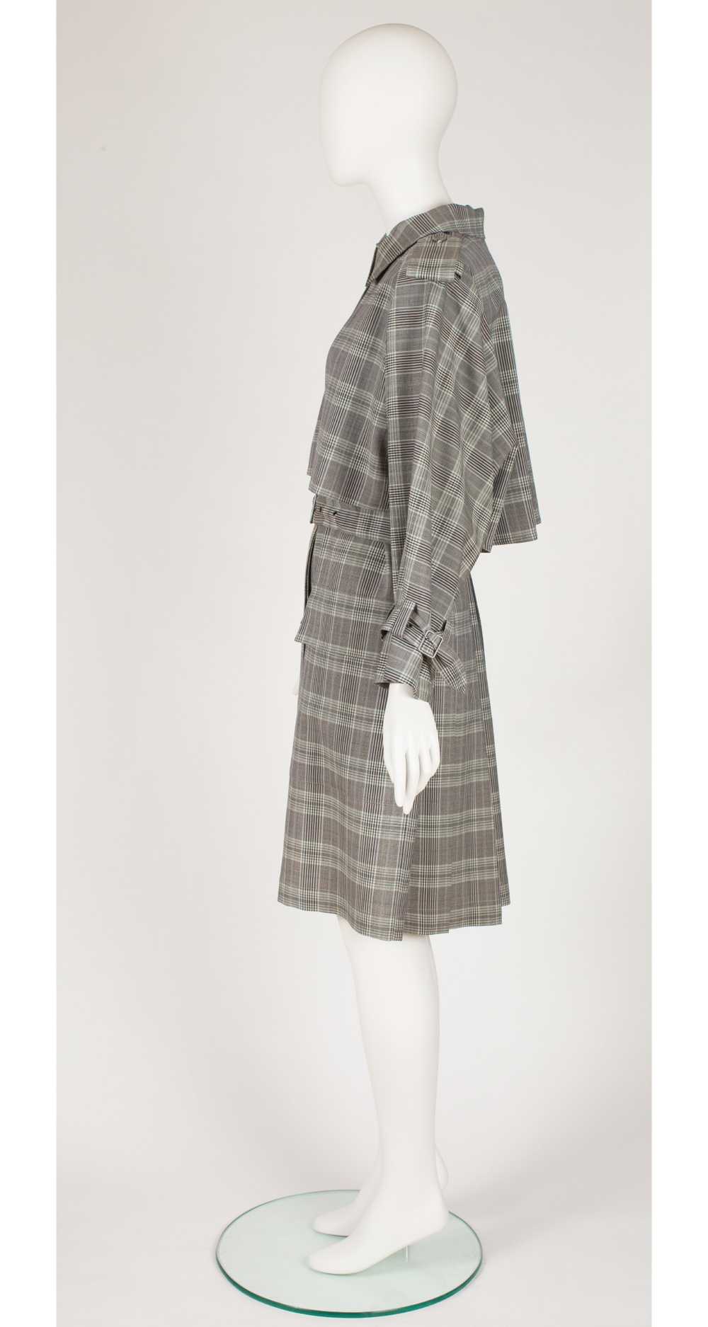 Georges Rech 1980s Plaid Gray Wool Trench Coat - image 5