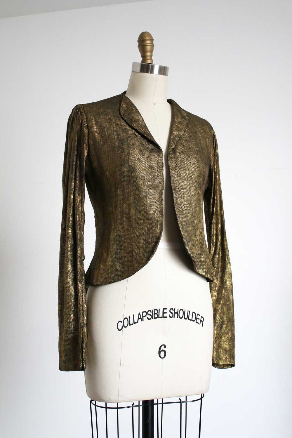 vintage 1930s gold lamé jacket {s} - image 2