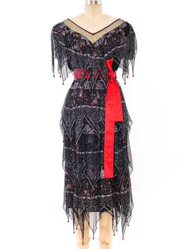 Zandra Rhodes Printed Silk Tiered Dress