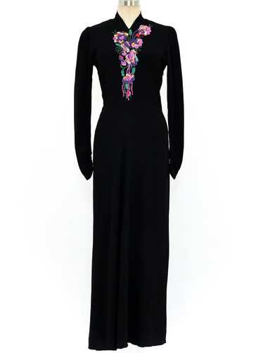 1930's Sequin Embellished Crepe Gown