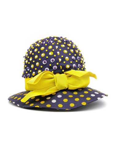 1960's Bead Embellished Polka Dot Hat - image 1