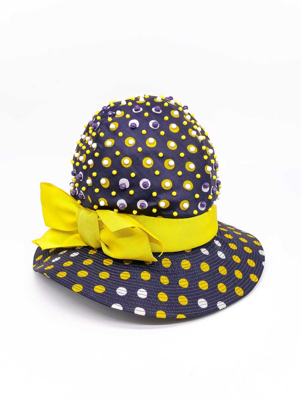 1960's Bead Embellished Polka Dot Hat - image 3