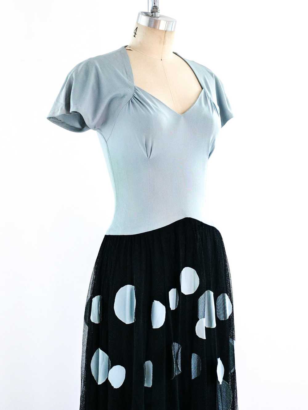 1940's Polka Dot Evening Dress - image 3