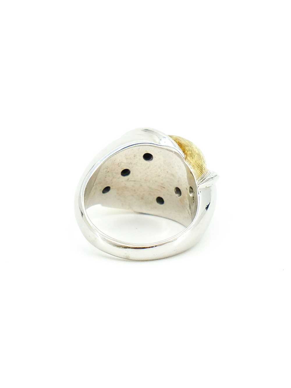 14K Yellow and White Gold Retro Style Dome Ring - image 4