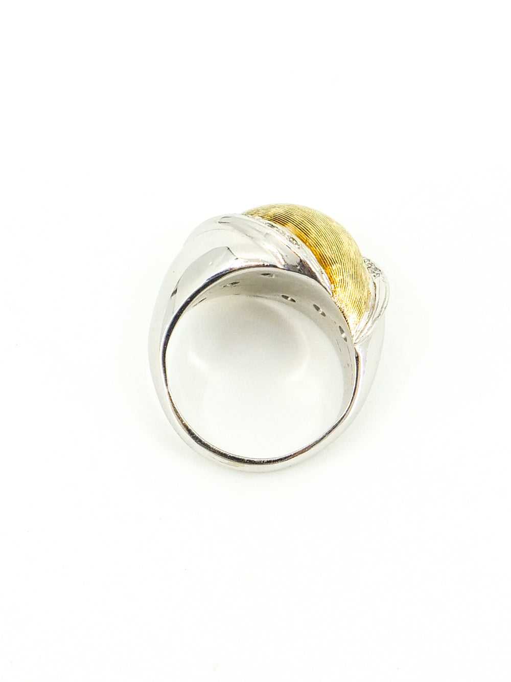 14K Yellow and White Gold Retro Style Dome Ring - image 5