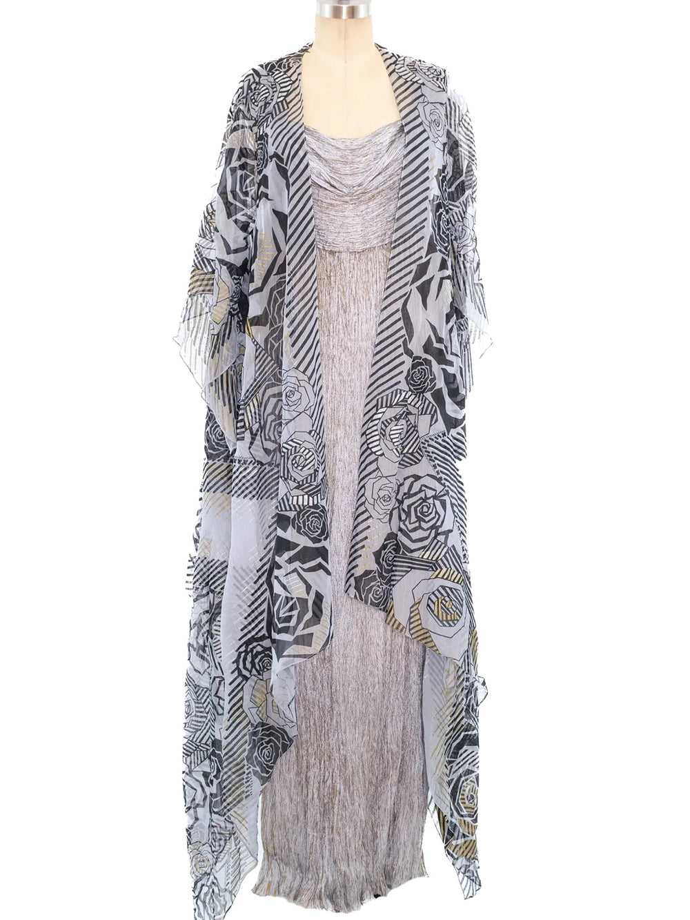 Zandra Rhodes Pleated Column Dress with Duster - image 1