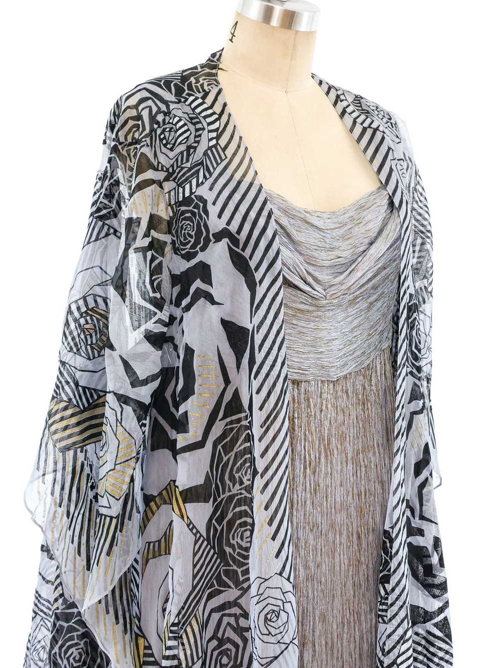 Zandra Rhodes Pleated Column Dress with Duster - image 4