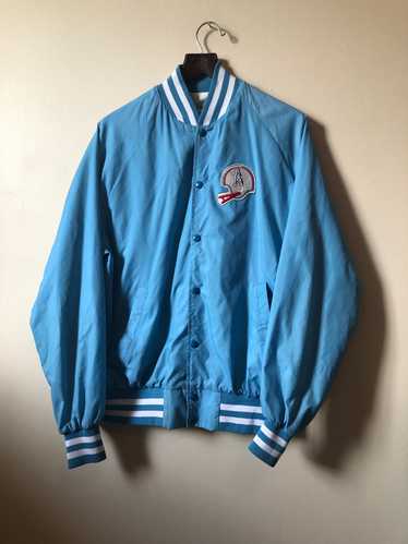 Vintage 1980s Houston Oilers Satin Bomber Spell Out - S