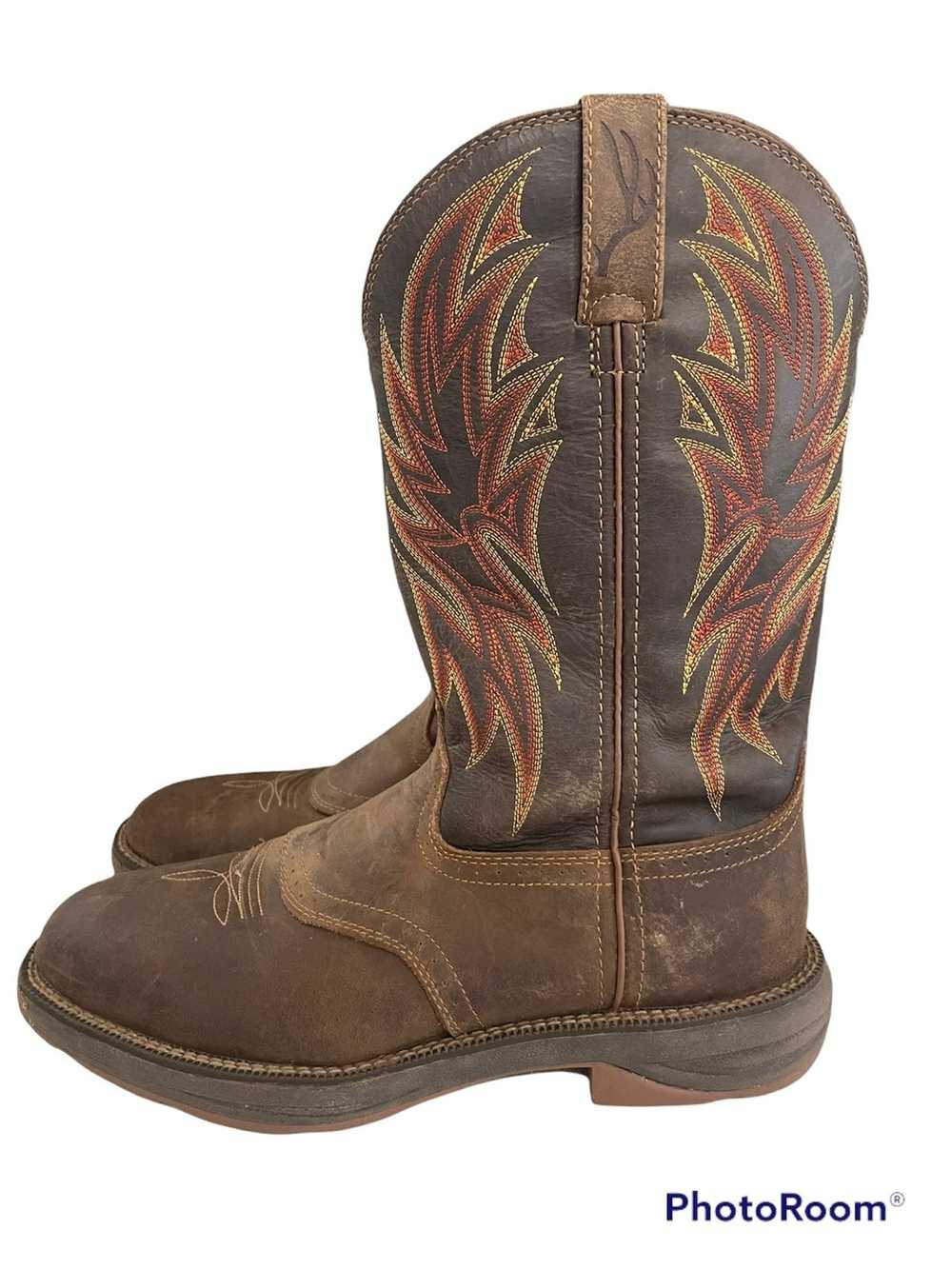 Cabelas cabelas cowboy boots brown and red stitch… - image 1