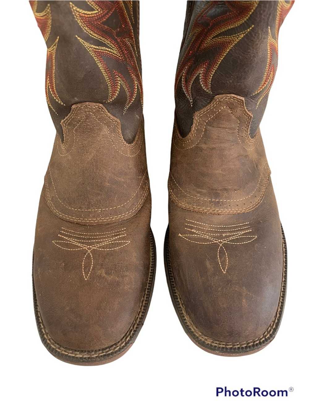 Cabelas cabelas cowboy boots brown and red stitch… - image 3