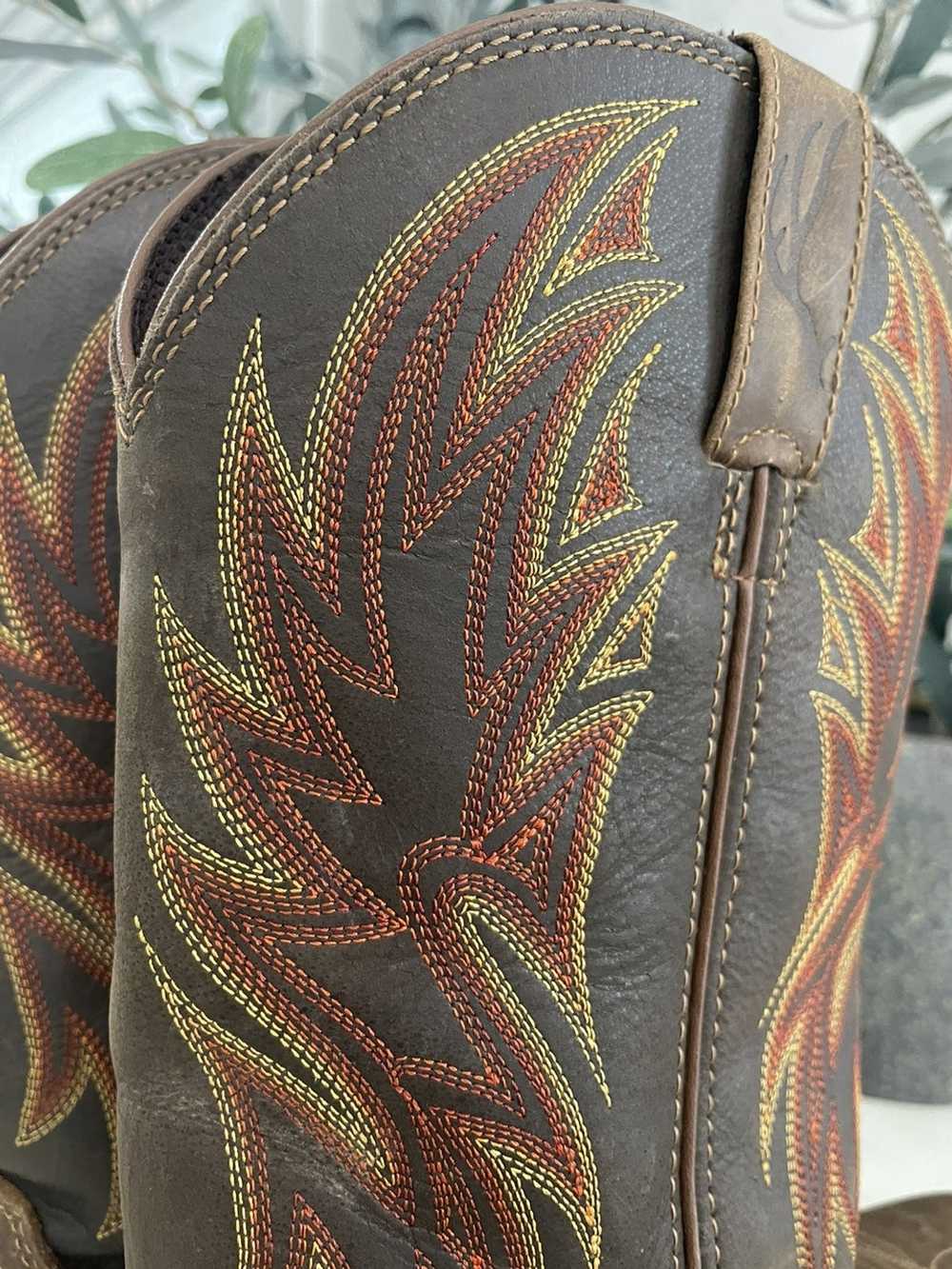 Cabelas cabelas cowboy boots brown and red stitch… - image 5