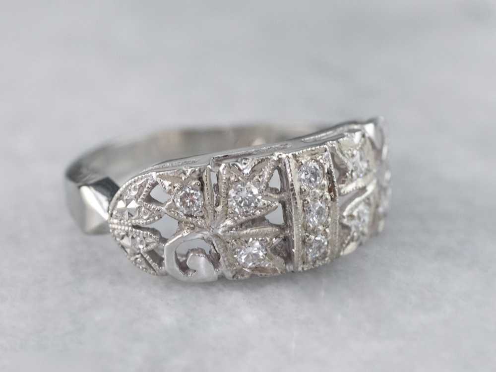 Retro Era Botanical Diamond Ring - image 1