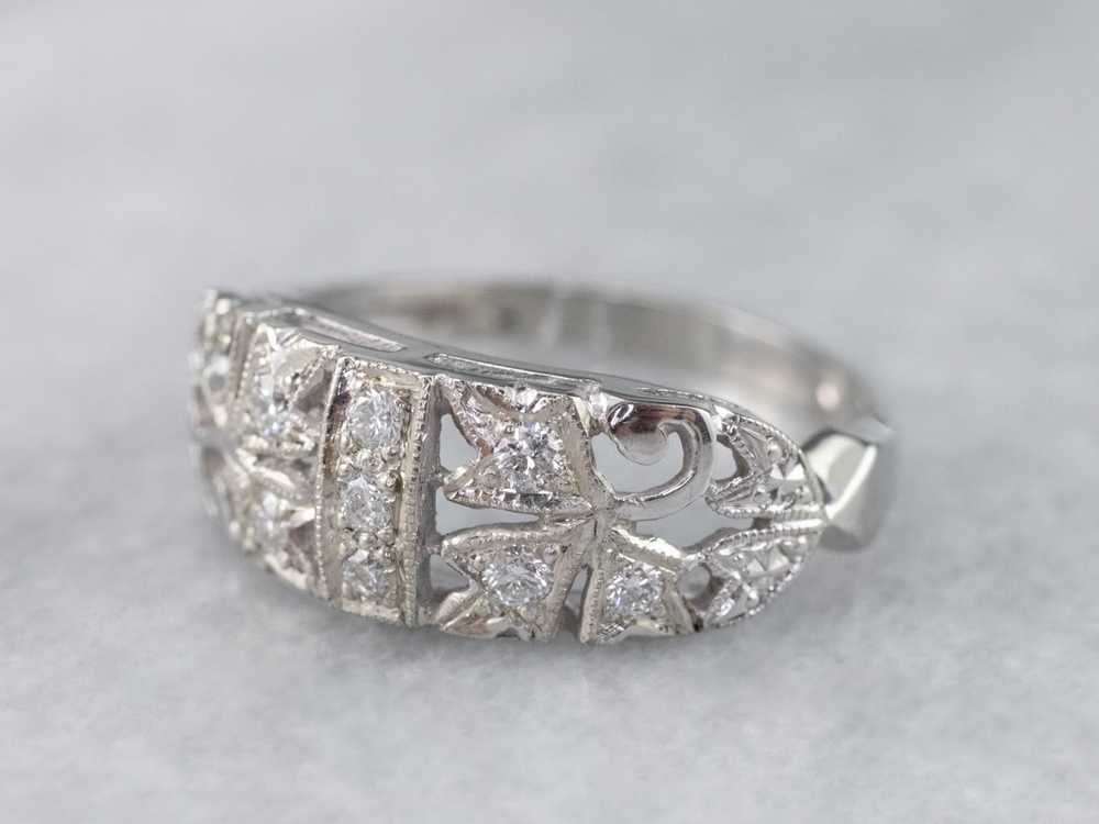 Retro Era Botanical Diamond Ring - image 3