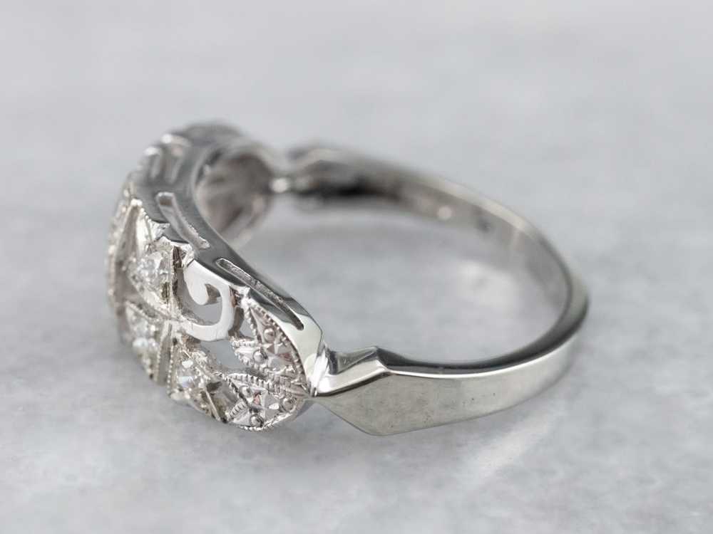 Retro Era Botanical Diamond Ring - image 4
