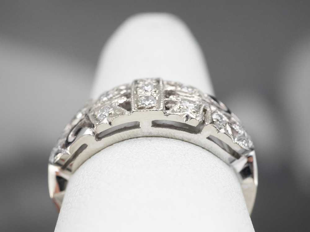 Retro Era Botanical Diamond Ring - image 8