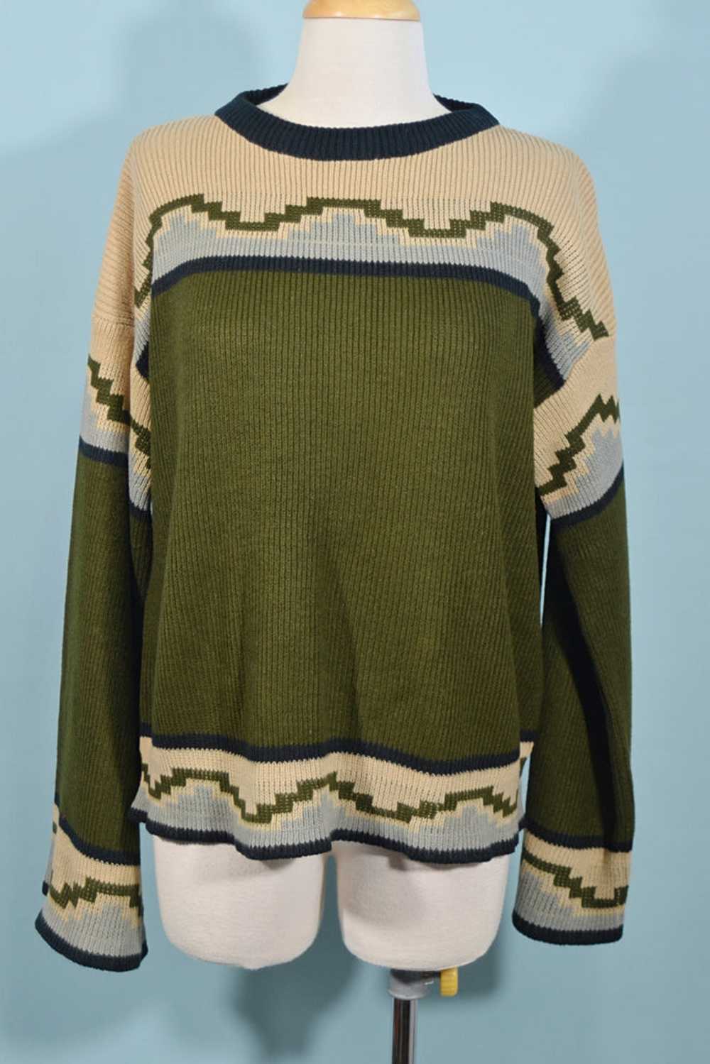 Vintage 60s/70s Southwestern Tunic Sweater, Aztec… - image 1