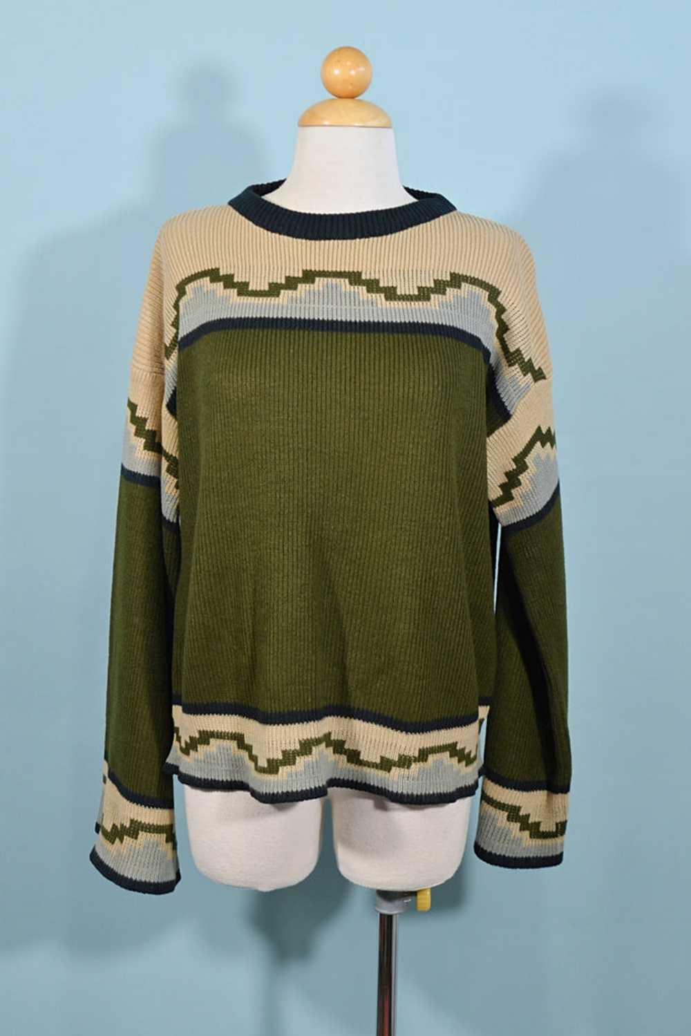 Vintage 60s/70s Southwestern Tunic Sweater, Aztec… - image 4