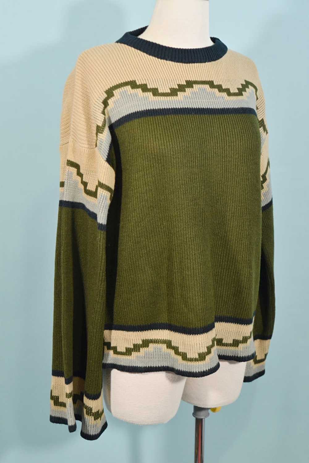 Vintage 60s/70s Southwestern Tunic Sweater, Aztec… - image 5