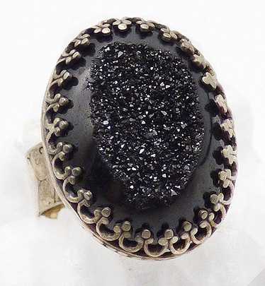 Black Druzy Sterling Ring