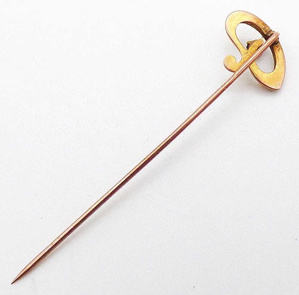 Art Nouveau 10k Gold Garnet Stick Pin - image 3