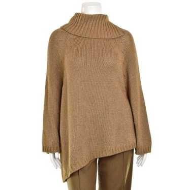 Escada Coffee Big Mock Neck Silk / Cashmere Sweate